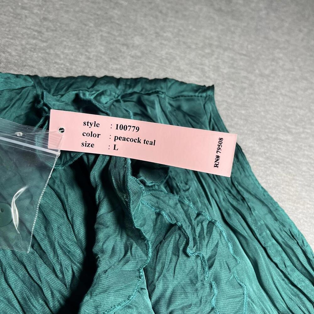 NWT Le Caviar Women's Large Sleeveless Ruffled Blouse Top Large “Peacock Teal” - Picture 5 of 9